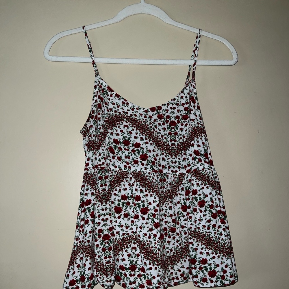 Divided Red and White Floral Camisole